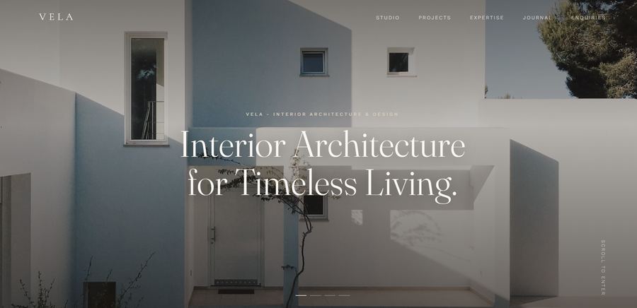 Vela interior design concept website